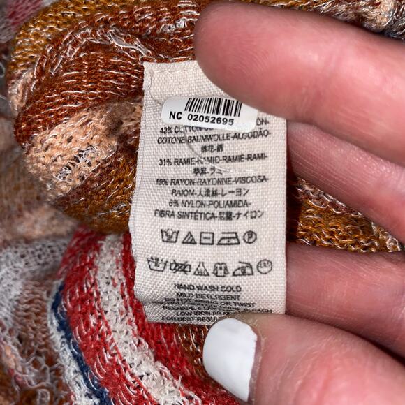 Free People Striped Boho Tassel Tie Scoop Neck Blouse Size XS - Picture 9 of 10